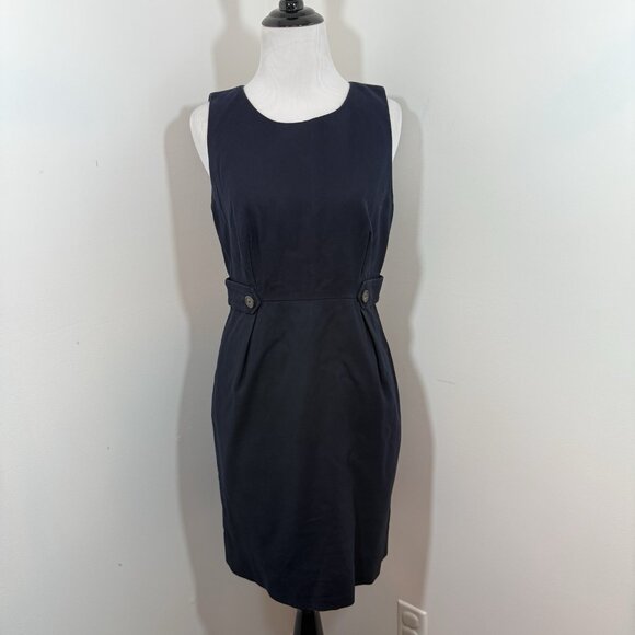 J. Crew Sheath Dress Size 4 Petite Cotton Retro Pinafore Button Waist Twill - Picture 1 of 11